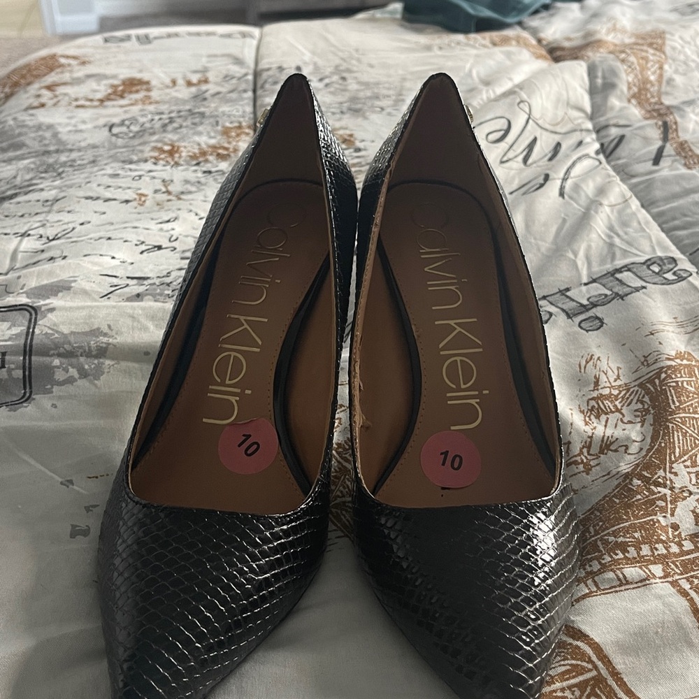 Calvin Klein Black Snakeskin Heels